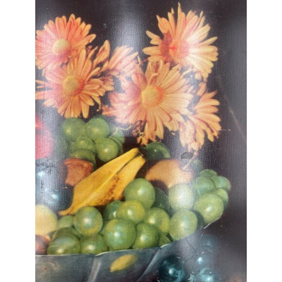 Vintage Fruit & Floral Print Serving Trays  Set Of 2  1940s Kitchen Home Decor - Picture 6 of 8